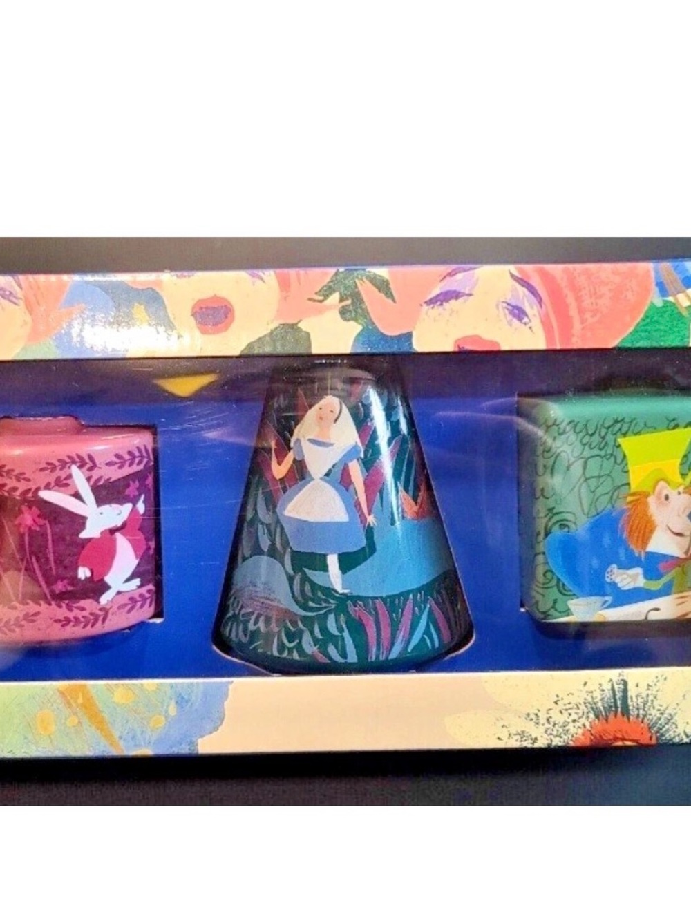Disney Parks Alice in Wonderland 70th Anniversary 3 Piece Ceramic Vase Set NIB